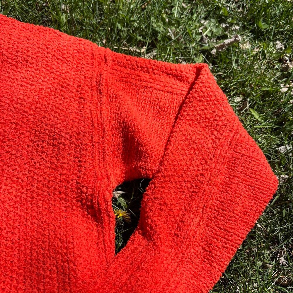Free People Orange Oversized Cotton Knit Sweater Size Large - Picture 4 of 8